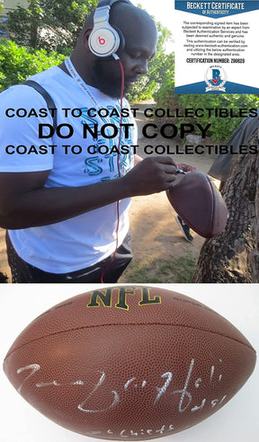 Tamba Hali Kansas City Chiefs Penn State signed NFL football proof Beckett COA autograph