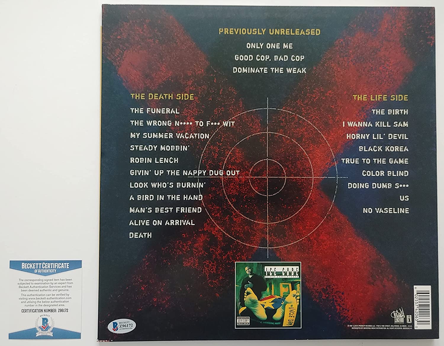 Ice Cube signed Death Certificate 25TH Anniversary vinyl album proof Beckett COA autograph STAR