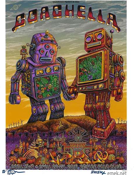 Emek Golan signed 2016 Coachella gig poster 8x10 photo COA proof autographed STAR