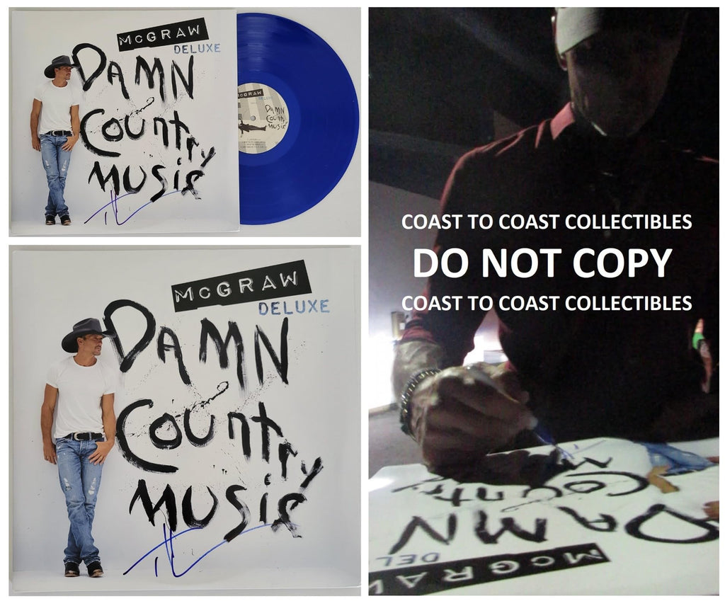 Tim McGraw signed Damn Country Music album vinyl record proof COA autographed Star