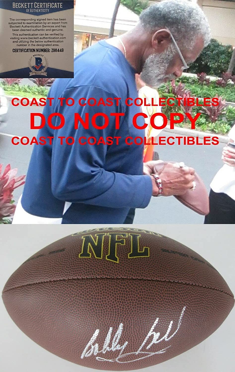 Bobby Bell Kansas Chiefs signed autographed NFL football exact proof Beckett COA