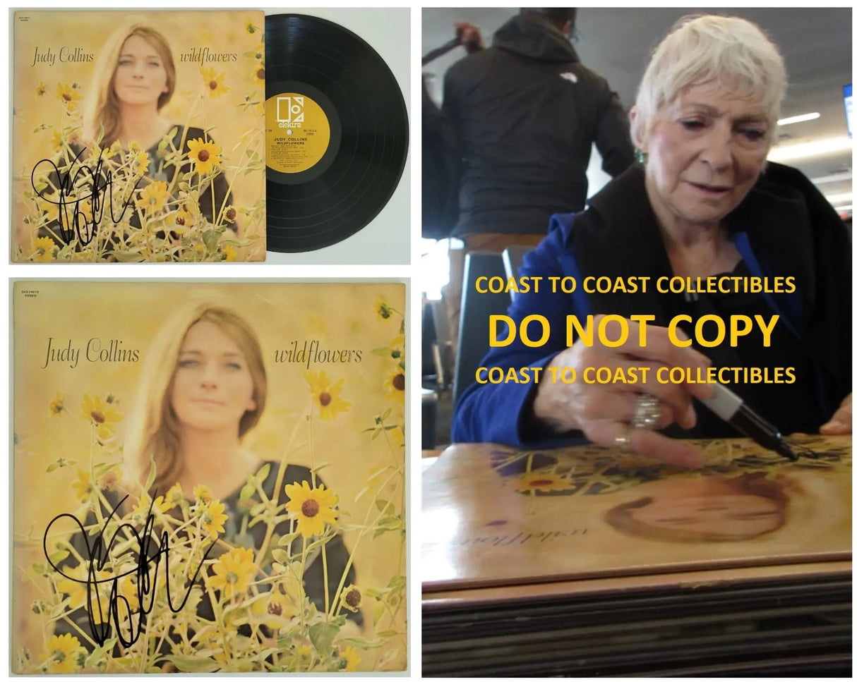 Judy Collins signed Wildflowers album vinyl record COA proof autographed STAR
