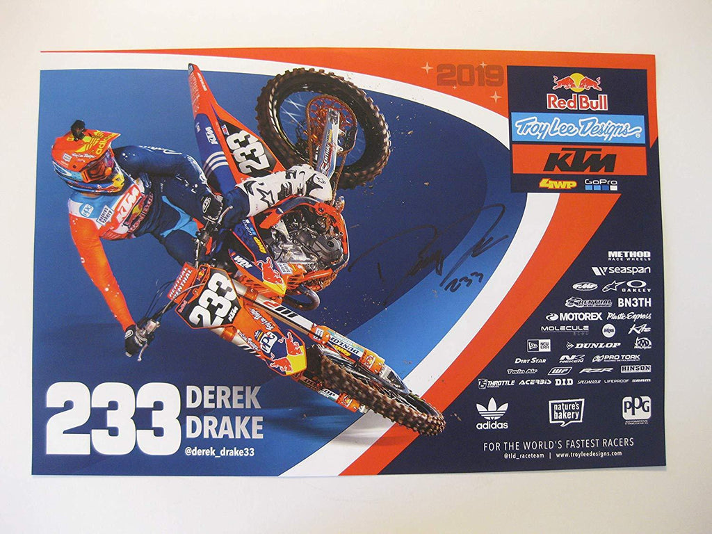 Derek Drake, supercross, motocross, signed, autographed, 12x18 poster, COA will be included.