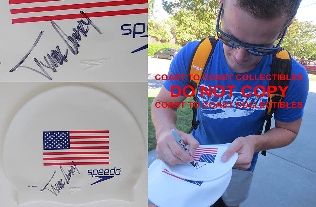 Tyler Clary USA Olympic gold swimmer signed autographed USA swim cap COA proof