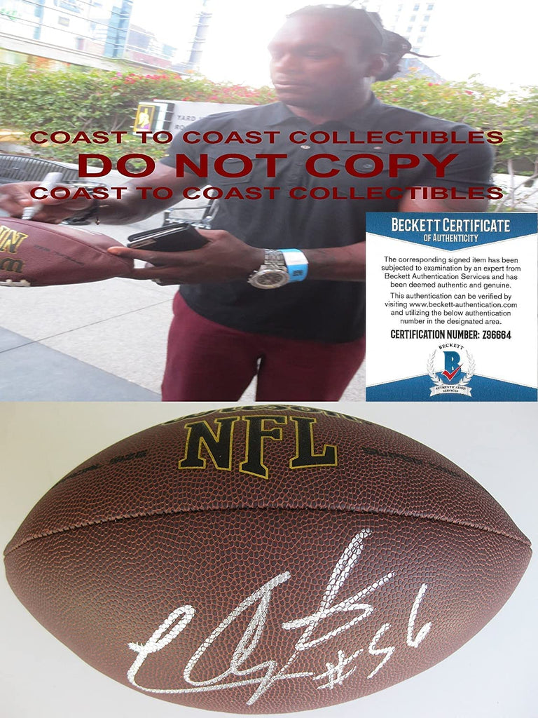 Lavar Arrington Penn State Washington signed NFL football proof Beckett COA