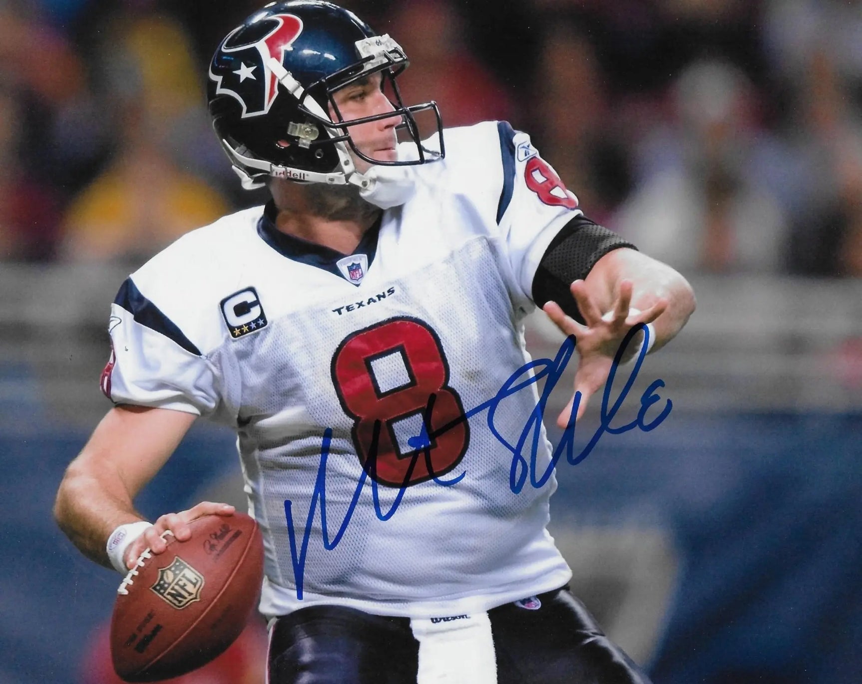 Matt Schaub signed Houston Texans football 8x10 photo COA proof autographed