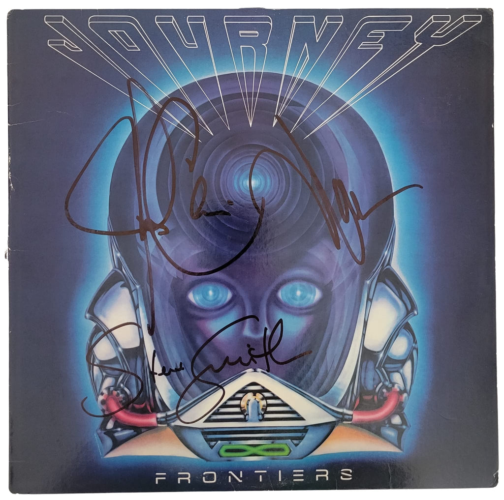 Neal Schon Steve Smith Jonathan Cain signed Journey Frontiers album vinyl record COA proof STAR.