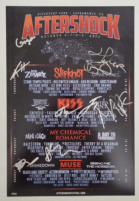 2022 Aftershock Festival signed 12x18 event poster COA exact Proof star autographed