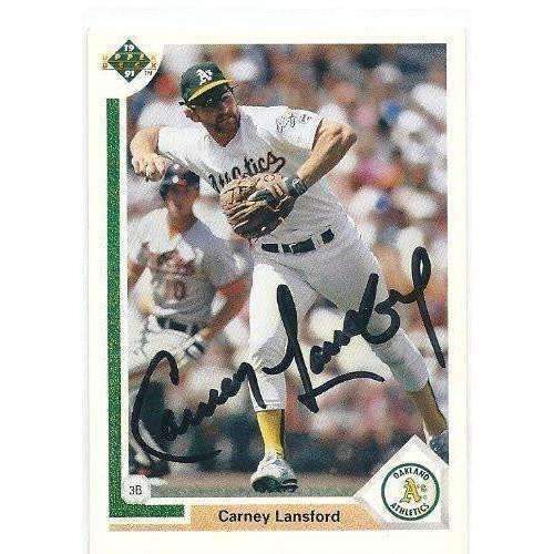 1991, Carney Lansford, Oakland A's, Signed, Autographed, Upper Deck Baseball Card, Card # 194,