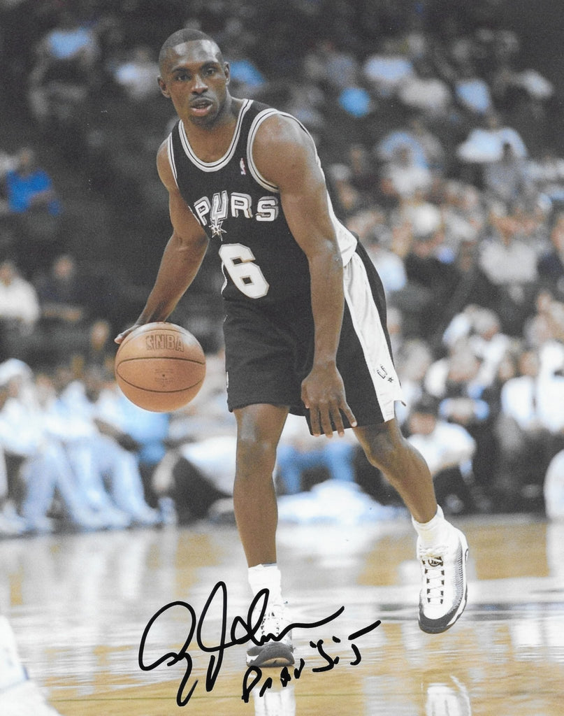 Avery Johnson signed San Antonio Spurs basketball 8x10 photo COA proof autographed.