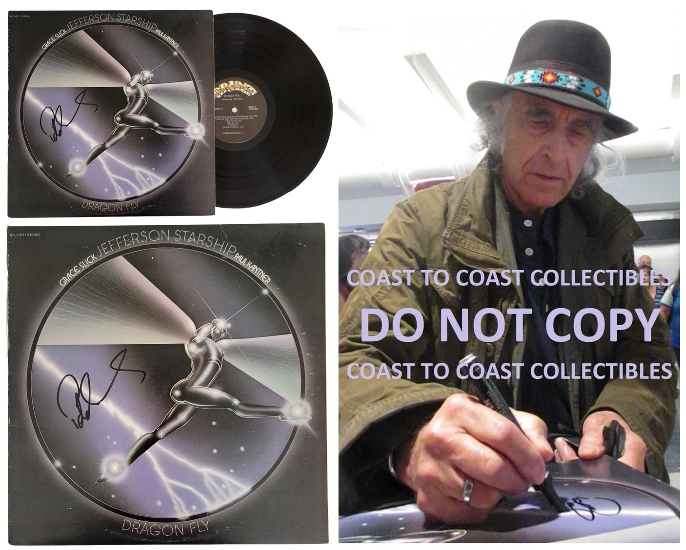 Pete Sears Signed Jefferson Starship Dragon Fly Album Vinyl Record COA Proof STAR