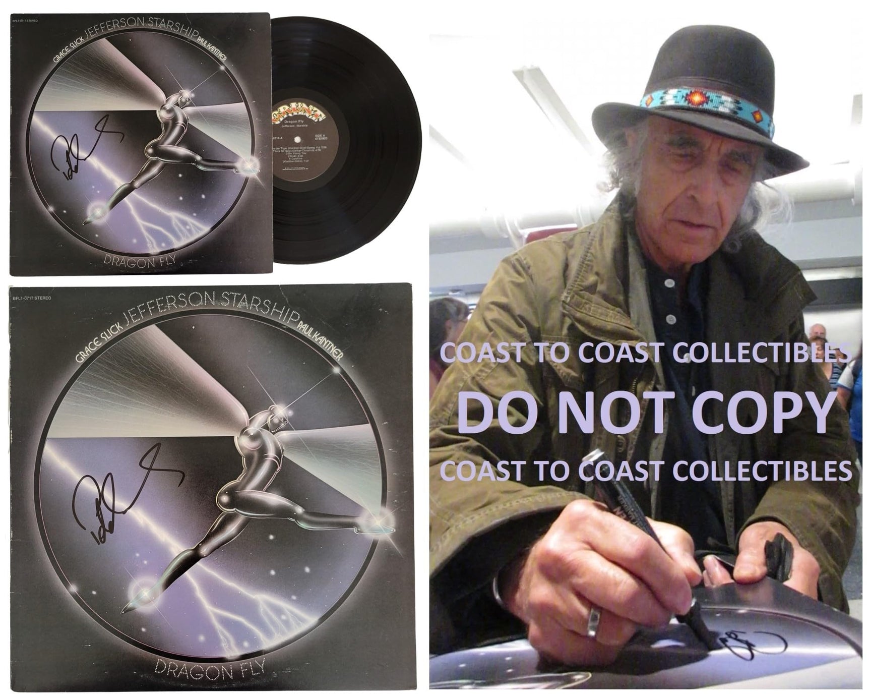Pete Sears Signed Jefferson Starship Dragon Fly Album Vinyl Record COA Proof STAR
