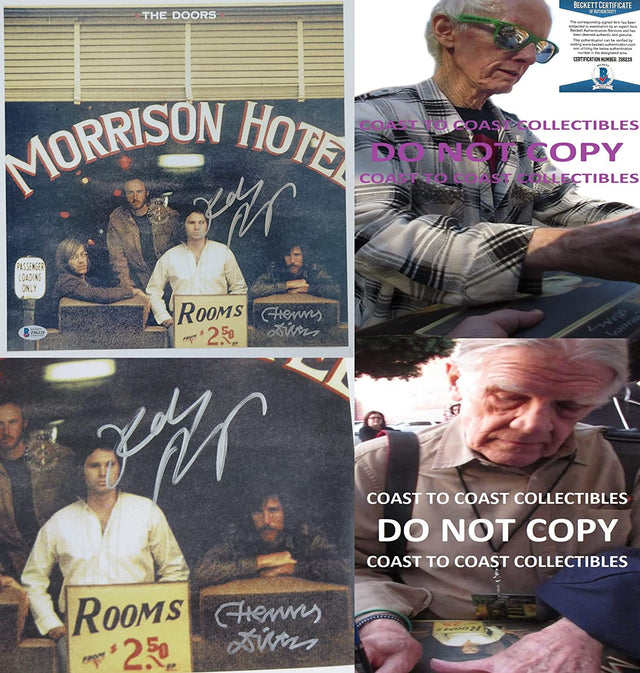 Robby Krieger Henry Diltz signed Doors Morrison Hotel 12x12 photo proof Beckett COA autograph STAR