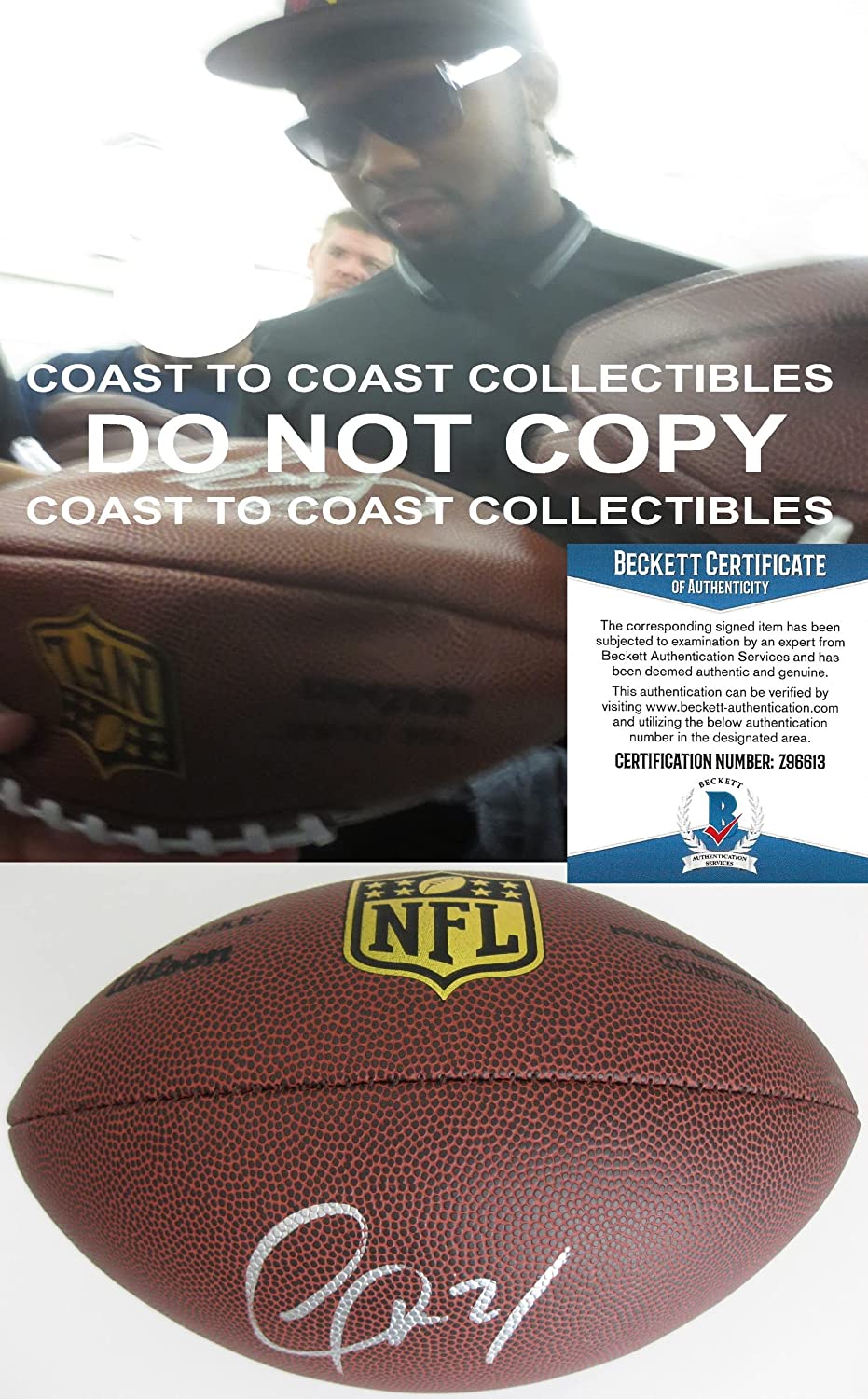 Josh Norman Panthers 49ers Bills Washington signed football proof Beckett COA autograph