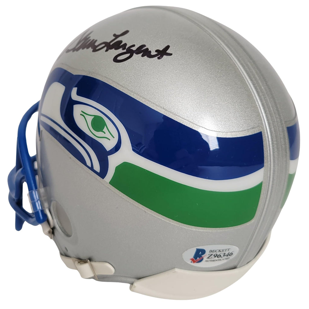 Steve Largent Signed Seattle Seahawks Mini Football Helmet Proof Beckett Autographed