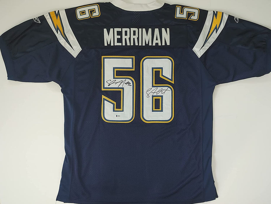 Shawne Merriman signed San Diego Chargers football jersey COA