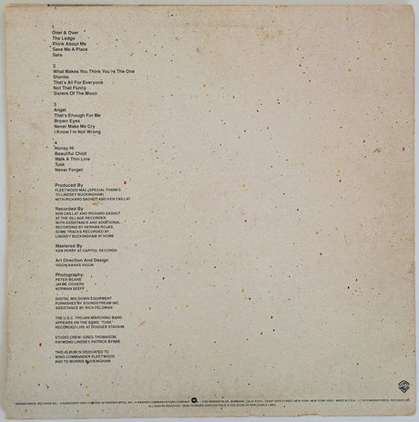 Mick Fleetwood Lindsey Buckingham signed Tusk album vinyl record COA proof star