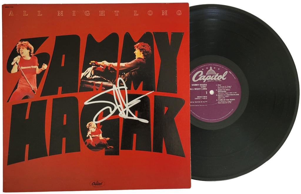 Sammy Hager signed All Night Long album vinyl Record COA exact proof autographed star
