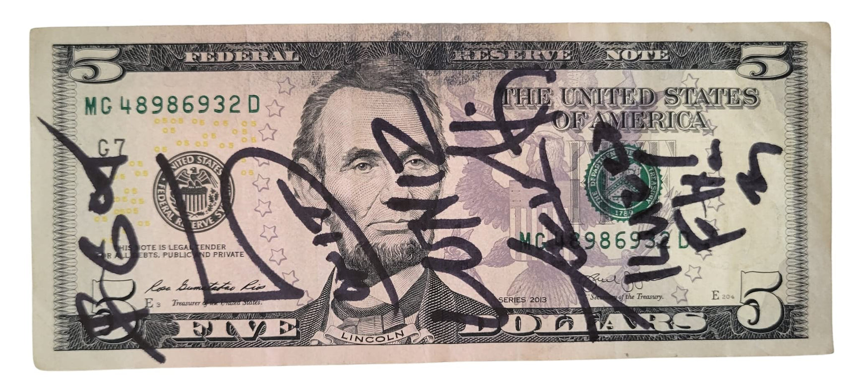 The LUNIZ Yuckmouth ?I GOT 5 ON IT? signed 5 Dollar Bill COA proof autographed STAR