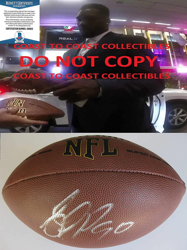 Jason Pierre Paul Tampa Bay Buccaneers NY Giants signed football proof Beckett COA autograph