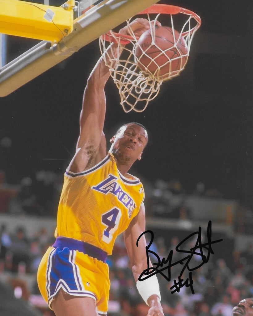 Byron Scott signed Los Angeles Lakers basketball 8x10 photo Proof COA autographed..