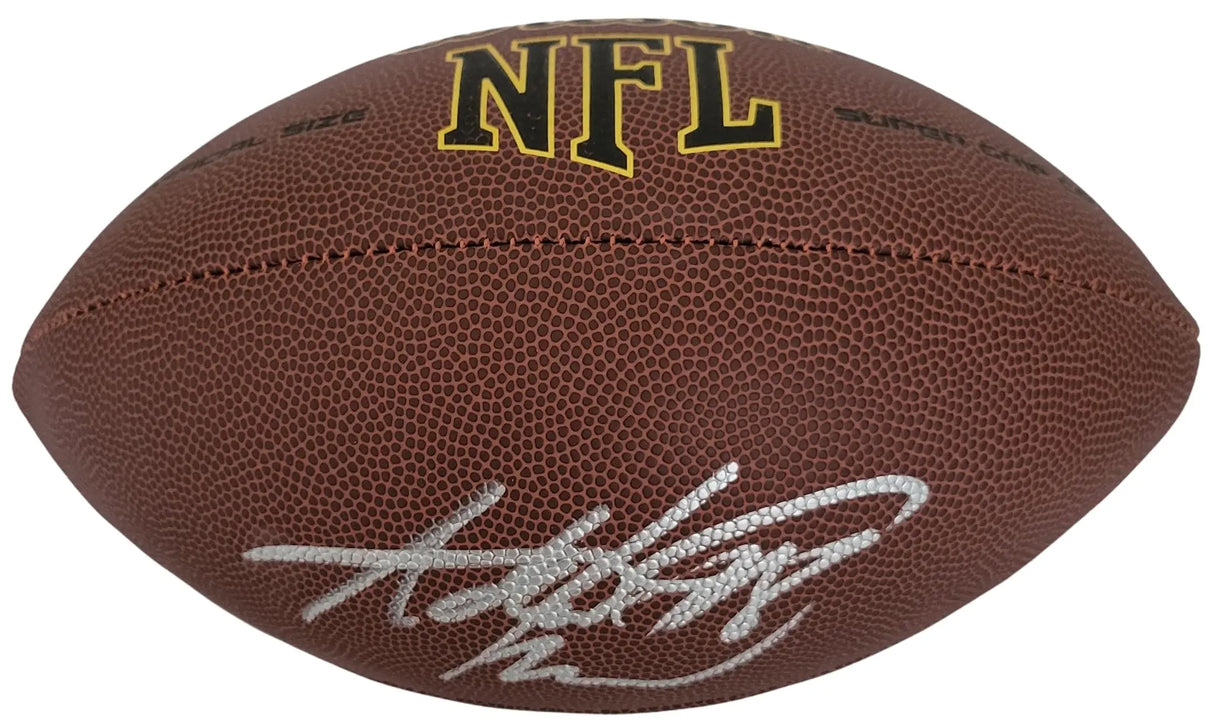 Adrian Peterson Signed Football Proof COA Autographed Vikings Oklahoma