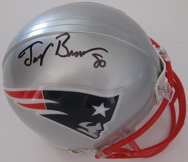 Troy Brown signed New England Patriots mini football helmet proof Beckett COA