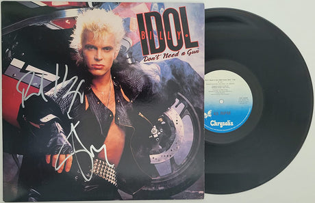 Billy Idol Steve Stevens signed Don't Need Gun album vinyl LP COA exact proof STAR