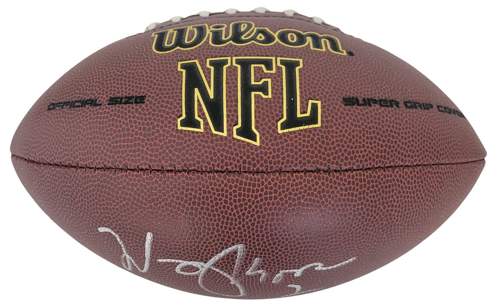 Warren Moon Seahawks Oilers Chiefs signed NFL football proof Beckett COA autograph