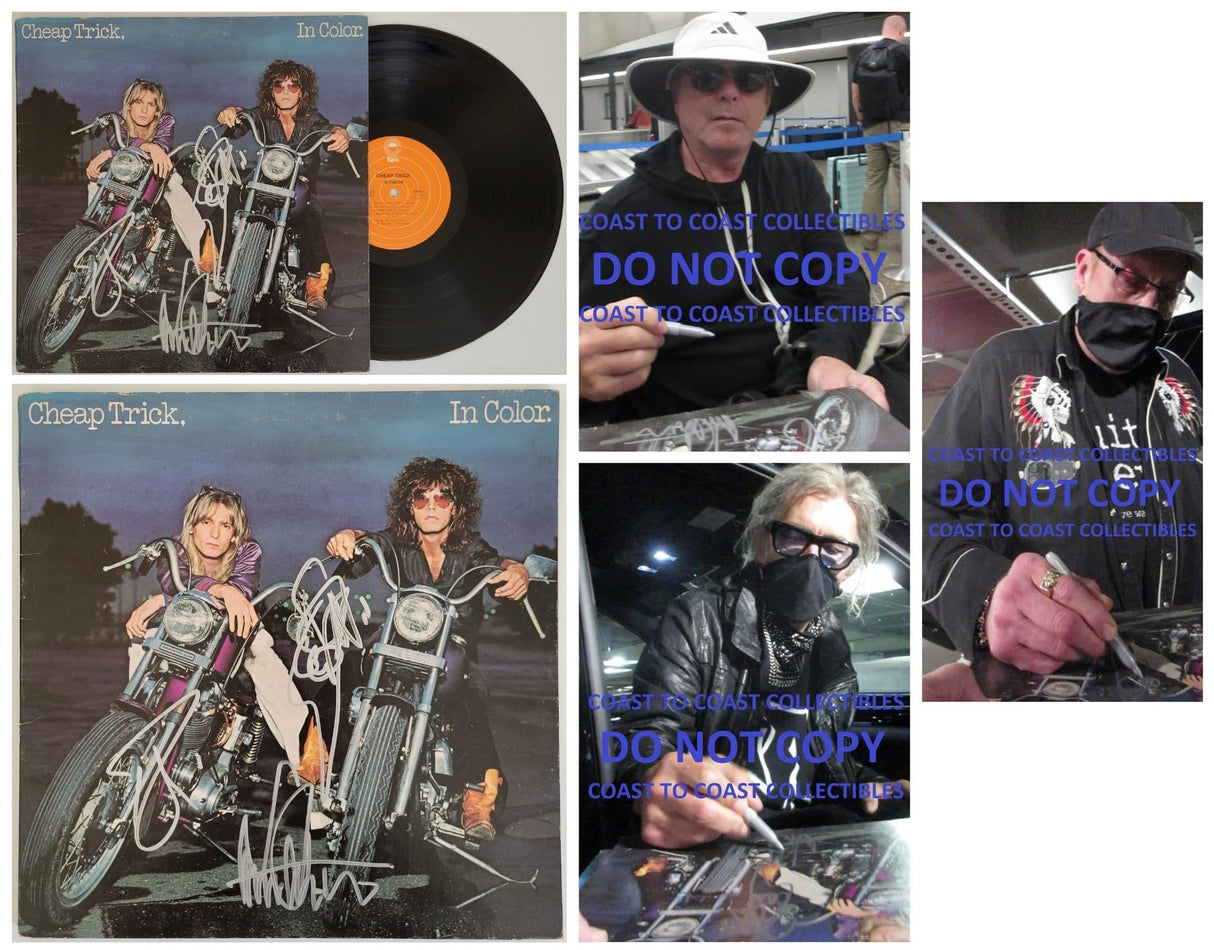 Cheap Trick band signed In Color album Vinyl COA proof Robin Zander,Rick Nielsen,Tom Peterson star