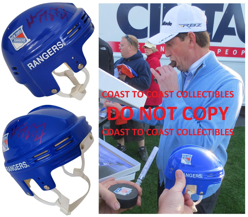 Wayne Gretzky signed New York Rangers Mini Hockey Helmet proof COA autographed.