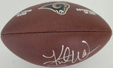 Kurt Warner signed St Louis Rams logo football autographed proof Becket COA