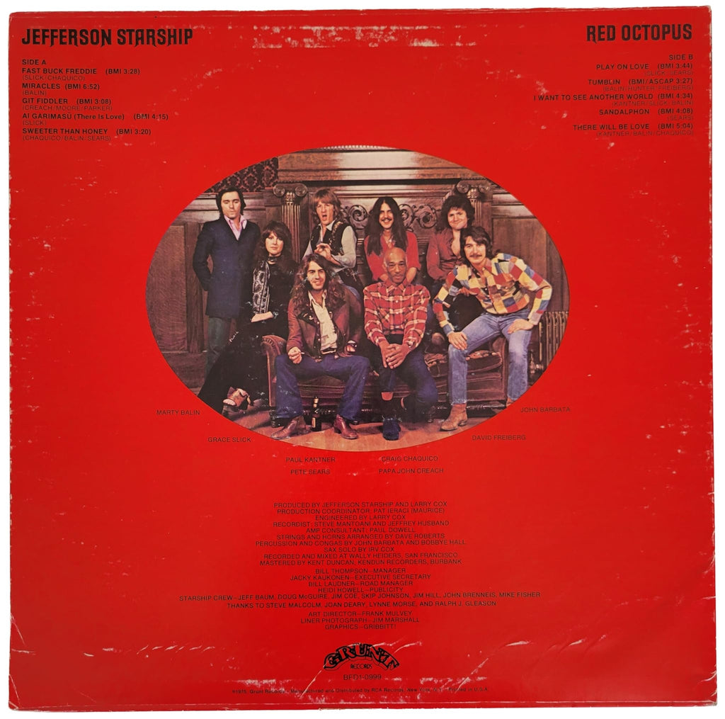 Pete Sears Signed Jefferson Starship Red Octopus Album Vinyl Record COA Proof STAR