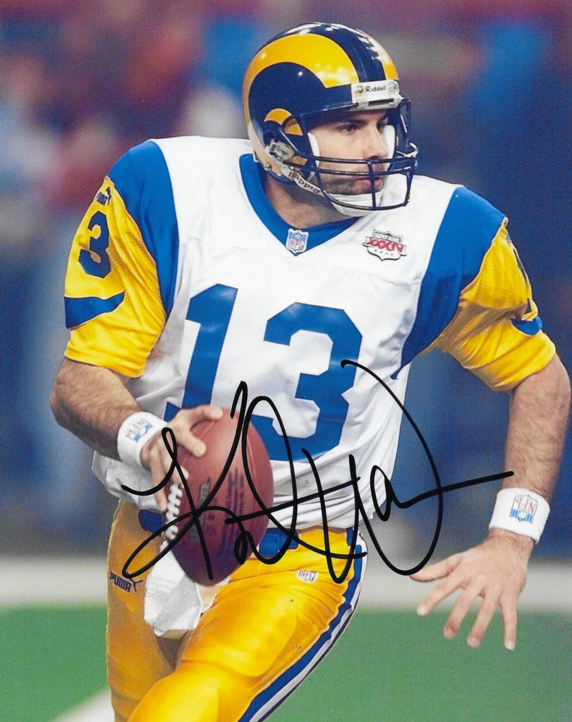 Kurt Warner signed St Louis Rams football 8x10 photo COA proof autographed