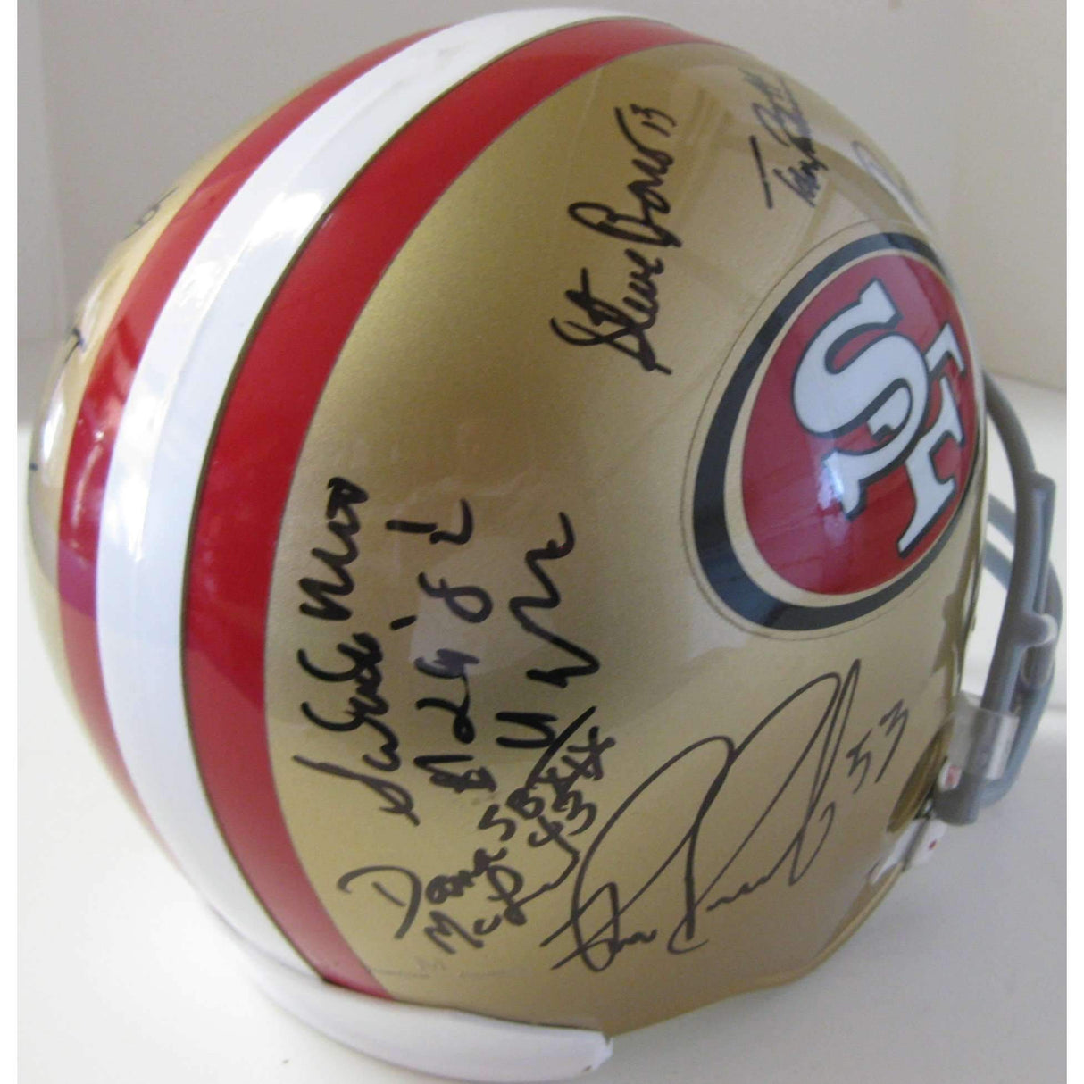 San Francisco 49ers, Legends, Signed, Autographed, Riddell Full Size Helmet, a COA with the Proof Photos of the 49ers Legends Signing the Helmet Will Be Included