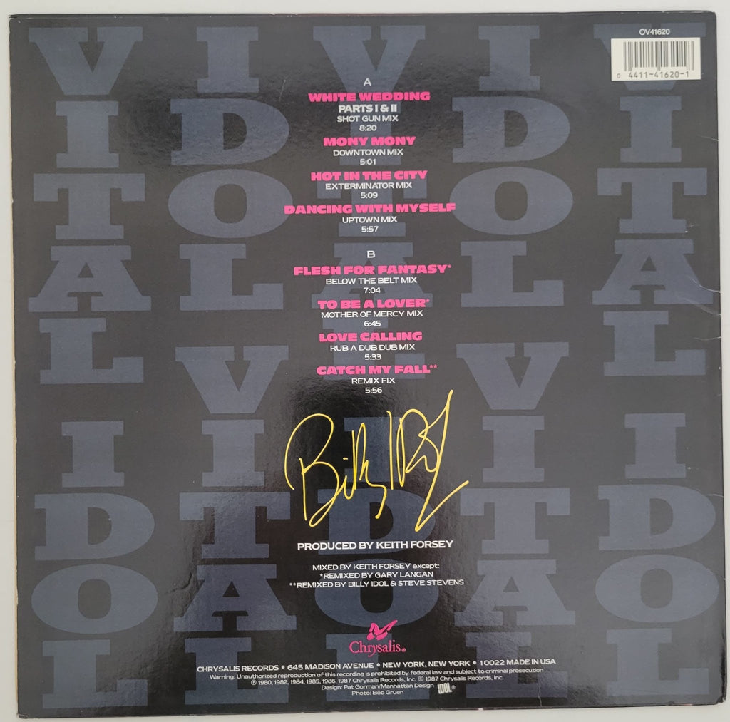 Billy Idol Steve Stevens signed Vital Idol album vinyl COA proof autographed STAR