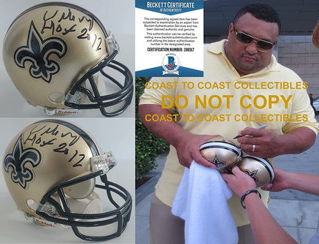 Willie Roaf signed autographed New Orleans Saints mini football helmet proof Beckett COA