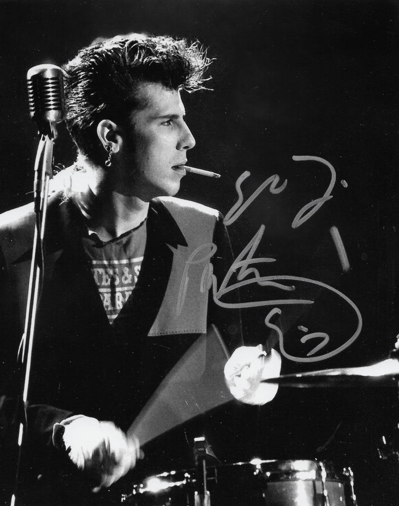 Slim Jim Phantom Stray Cats Drummer signed 8x10 photo proof COA autographed. STAR