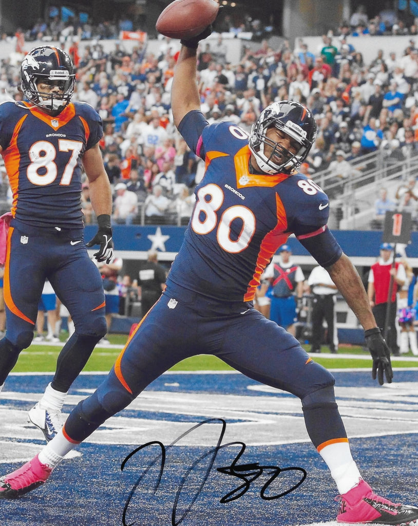 Julius Thomas signed Denver Broncos football 8x10 photo Proof COA autographed