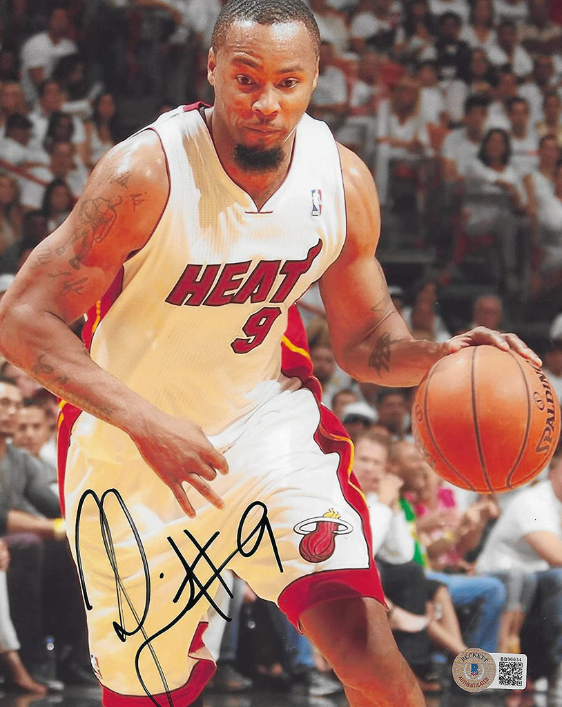 Rashard Lewis signed Miami Heat basketball 8x10 photo proof COA Beckett