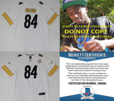 Antonio Brown signed Pittsburgh Steelers football Jersey proof Beckett COA autographed