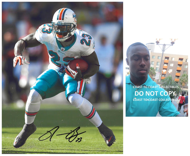 Ronnie Brown signed Miami Dolphins football 8x10 photo Proof COA autographed