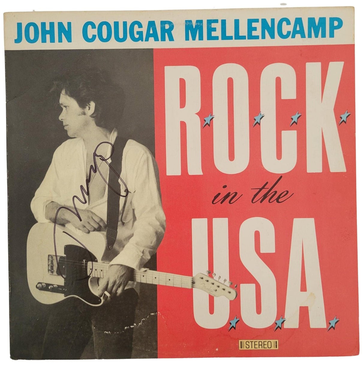 John Cougar Mellencamp signed Rock in the USA album vinyl record COA proof autograph STAR