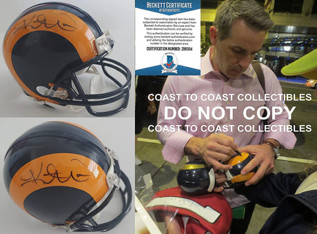 Kurt Warner MVP signed autographed St Louis Rams mini helmet proof Beckett COA