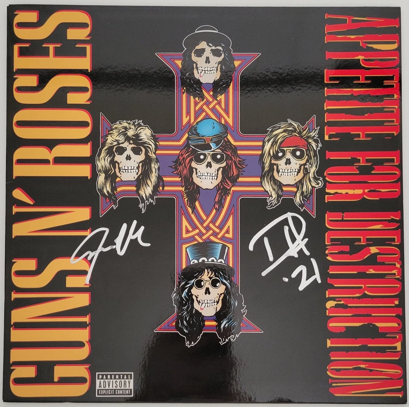 Duff McKagan Steven Adler signed GNR Appetite for Destruction album proof Beckett STAR