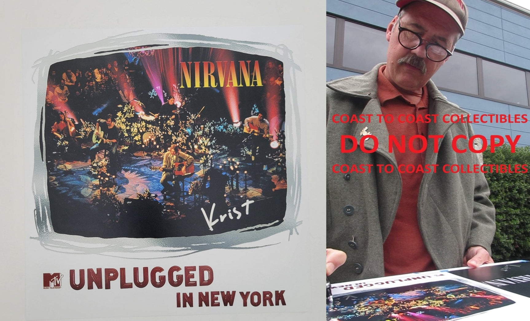 Krist Novoselic signed Nirvana Unplugged 12x12 album photo COA proof autographed STAR