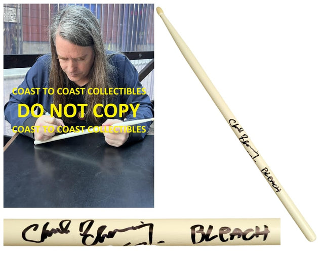 Chad Channing Nirvana drummer signed Drumstick COA exact proof autographed STAR.