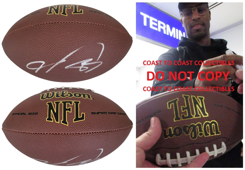 Vernon Davis SF 49ers Broncos Washington signed NFL football proof COA autographed