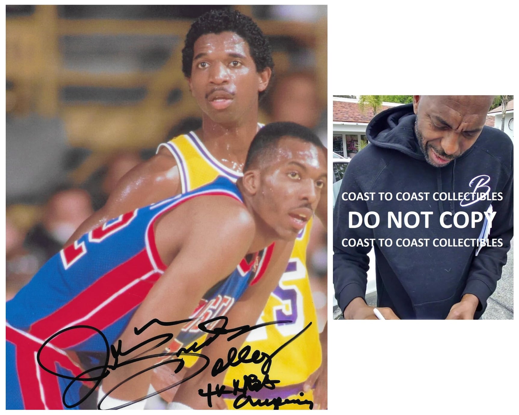 John Salley signed Detroit Pistons basketball 8x10 photo Proof COA autographed..