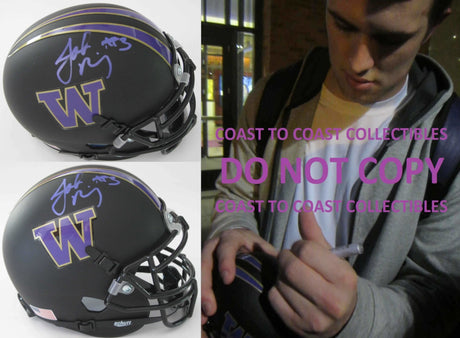 Jake Browning, Washington Huskies, Signed, Autographed, Football Mini Helmet,a COA With the Proof Photos of Jake Signing the Helmet Will Be Included